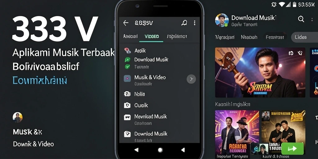 Tampilan antarmuka aplikasi 333V untuk download musik.