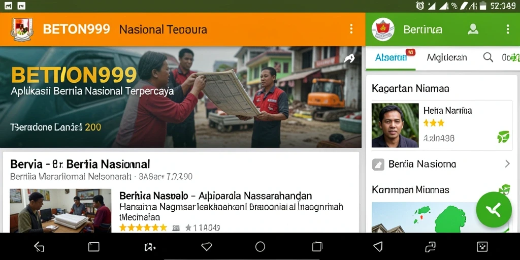 Tampilan antarmuka aplikasi BETON999 yang modern dan informatif.