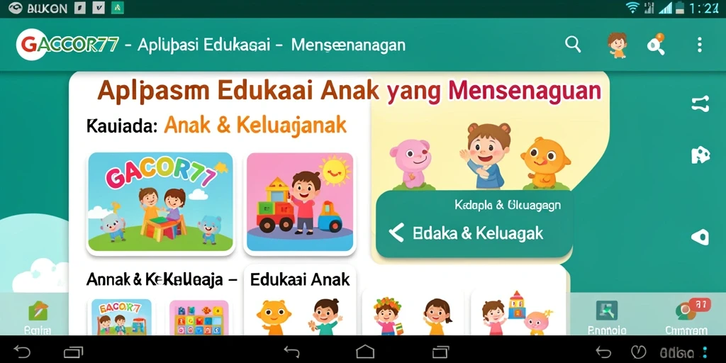 Antarmuka menarik dan menyenangkan dari aplikasi Edukasi Anak.