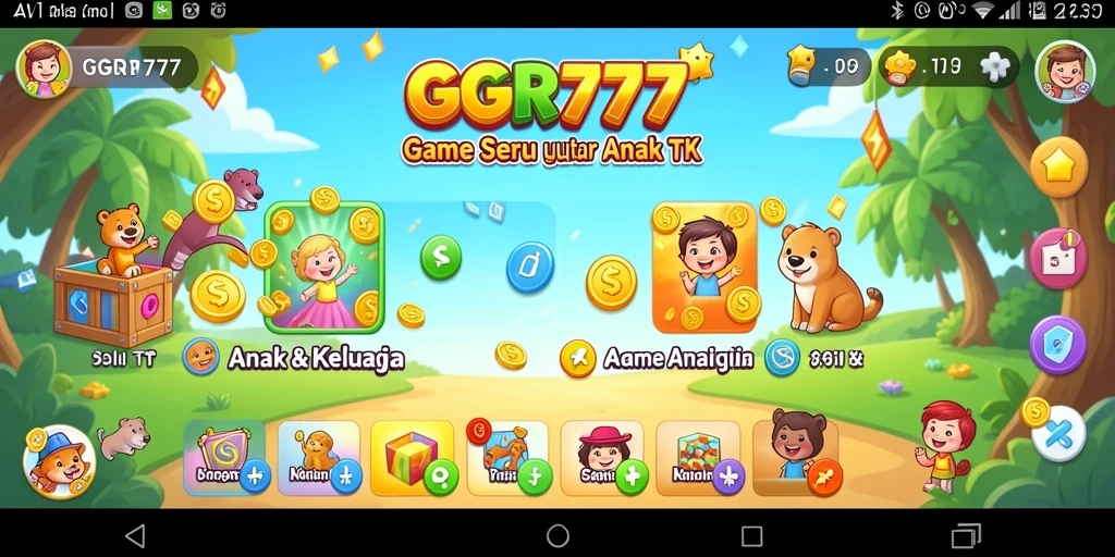 Antarmuka GGR777 yang ramah anak dengan warna cerah dan permainan edukatif.