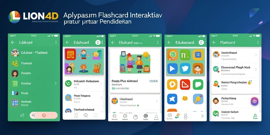 Tampilan antarmuka aplikasi Flashcard LION4D yang menarik dan mudah digunakan.