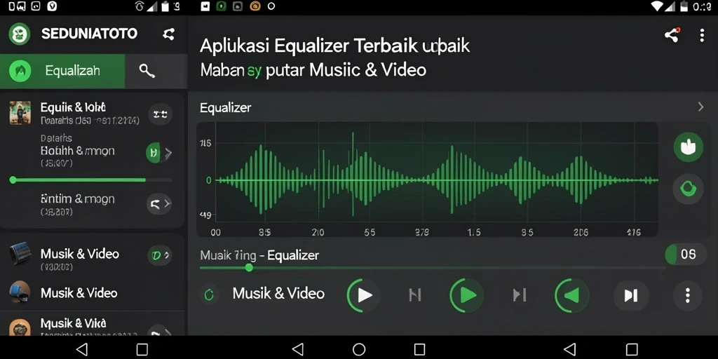 Antarmuka SEDUNIATOTO dengan pengaturan equalizer yang intuitif.