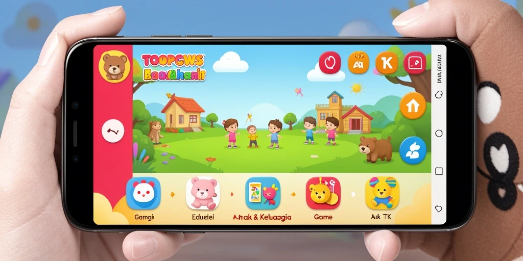 Antarmuka ceria dan interaktif dalam TOOPGWS untuk anak-anak.
