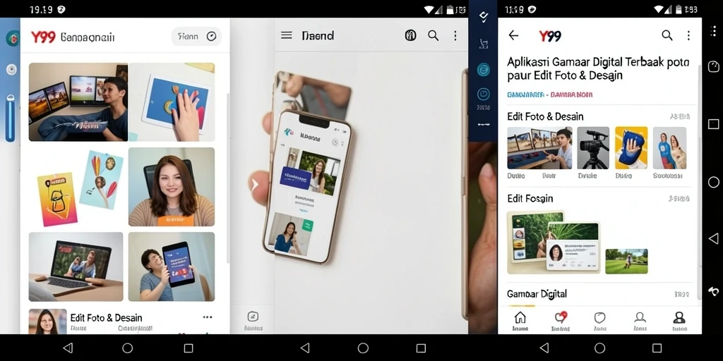 Tampilan utama Y89 dengan berbagai fitur Gambar Digital yang menarik.