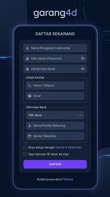 Cara Mudah Registrasi Akun Baru Garang4D